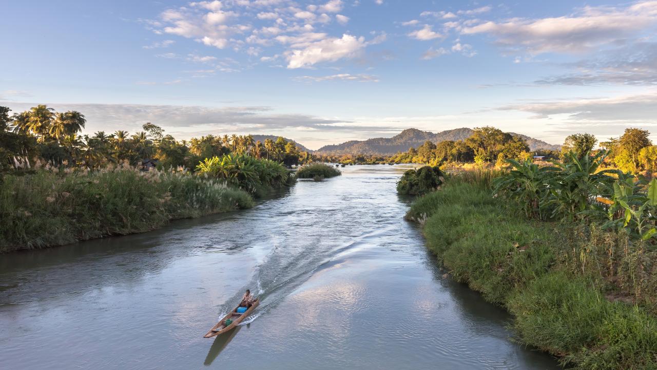 river with boat 