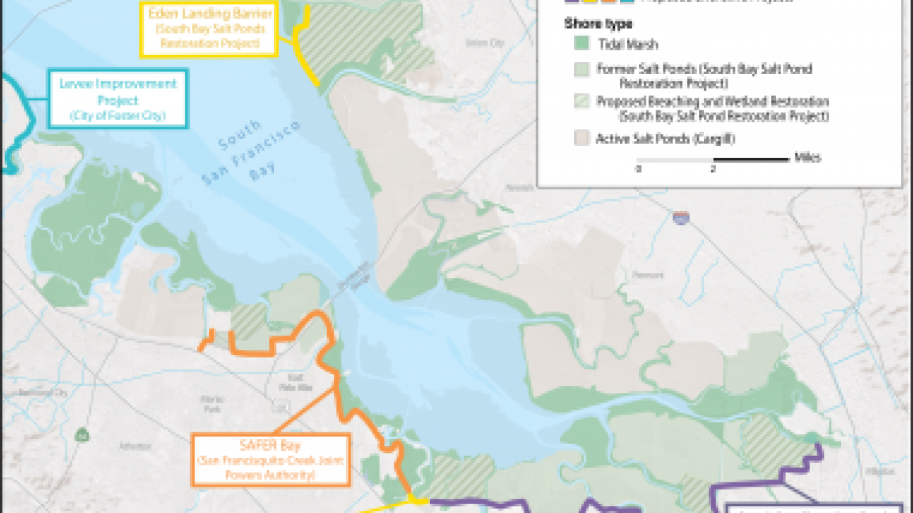 map of proposed shoreline projects in south san francisco bay